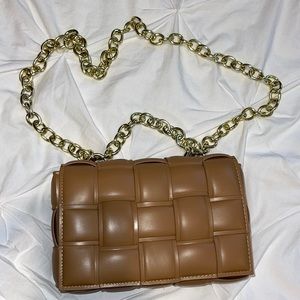 Women’s bag short and long strap tan color gold hardware